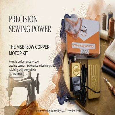 M&B 150W Sewing Machine Motor with Foot Pedal Controller - 220V 9000RPM Electric Motor for Sewing Machine (Model: S-15/C)