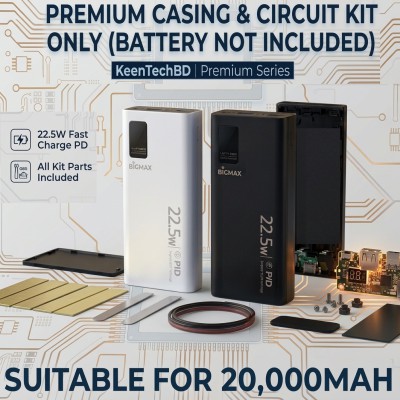 BIGMAX 20KmAh Portable Power Bank with IP5356 Circuit Protection and Fast Charge, Dual USB Ports - Without Battery