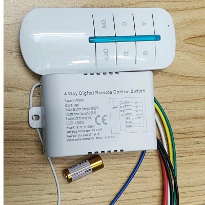 4 Way Digital Wireless Remote Control Switch for Fan Light (4x1000W)