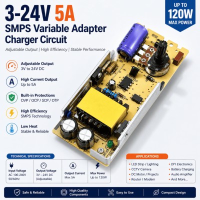 3V-24V 5A 120W Variable SMPS Power Supply Adapter Circuit