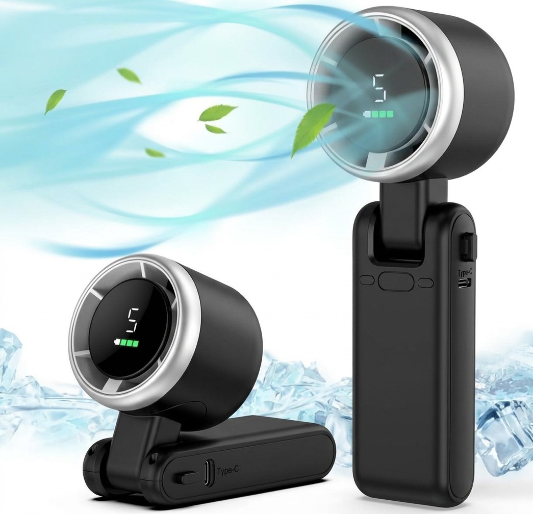 Portable Mini Turbo Fan Q2 Genuine Quality 1800mAh Rechargeable 3 IN 1 Neck Desktop Fan With 5 Steps Control
