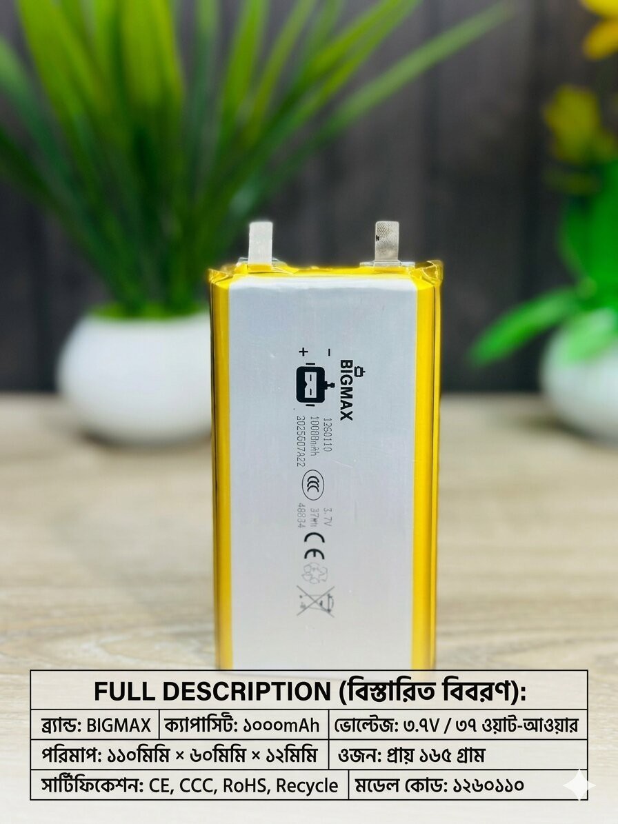 Bigmax1260110 Lithium Polymer Battery 10000mAh 3.7V Battery Power Bank Battery 1 pc