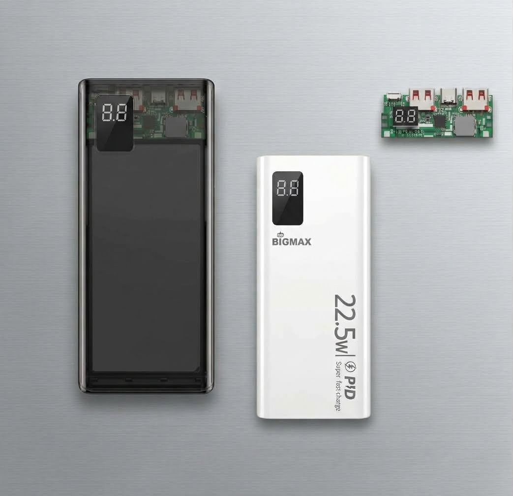 BIGMAX 20KmAh Portable Power Bank with IP5356 Circuit Protection and Fast Charge, Dual USB Ports - Without Battery