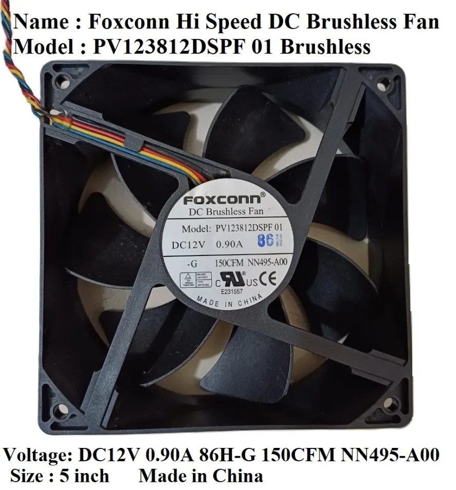 Foxconn 12V 0.90A DC Brushless Cooling Fan - PV123812DSPF 01 (4500 RPM)
