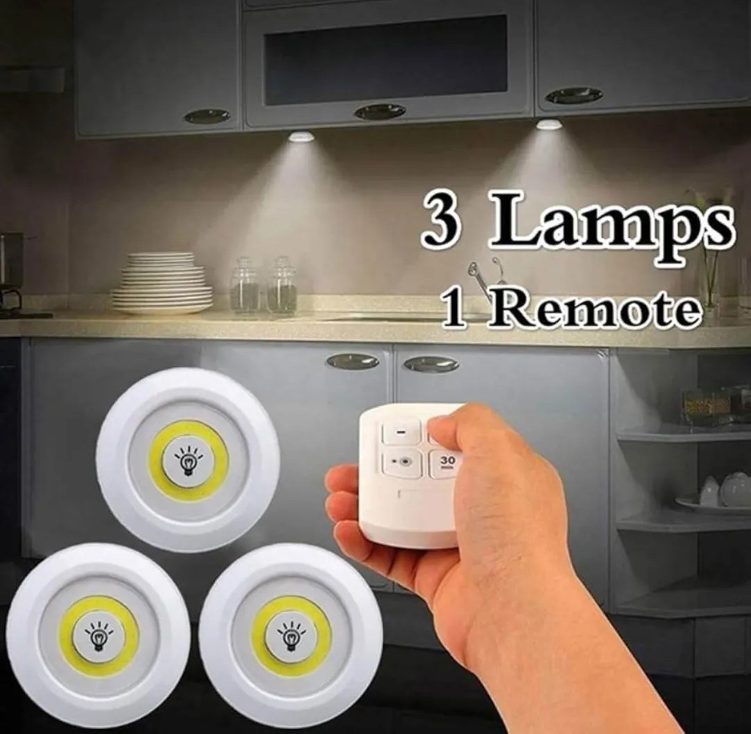 Wireless Remote Control COB LED Cabinet Light Set (3 Lamps + 1 Remote)