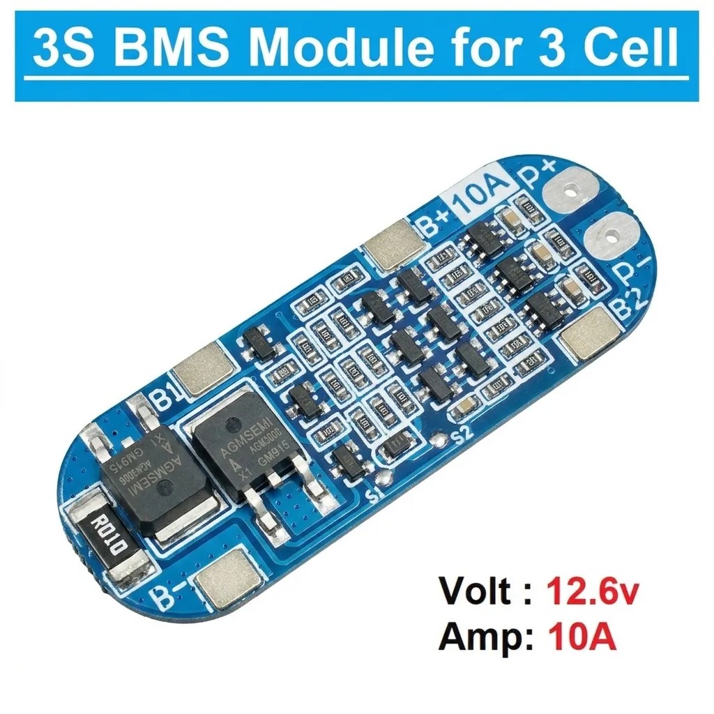 3S 12V 10A BMS 18650 Lithium Battery Protection Board Module