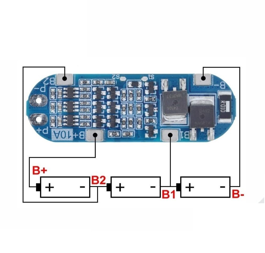 3S 12V 10A BMS 18650 Lithium Battery Protection Board Module